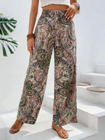 Womens Pants Paisley Printed Wide Leg Pants S-XL