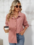 Button Up Dropped Shoulder Long Sleeve S-2XL