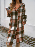 Plaid Long Sleeve Hooded Coat S-XL