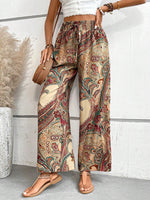 Womens Pants Paisley Printed Wide Leg Pants S-XL