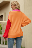 Color Block Round Neck Dropped Shoulder Sweater S-XL