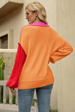 Color Block Round Neck Dropped Shoulder Sweater S-XL