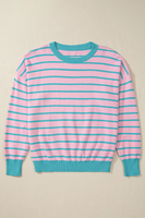 Striped Round Neck Long Sleeve Sweater S-XL