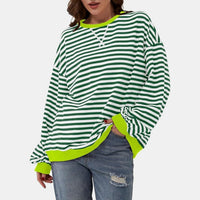 Striped Round Neck Long Sleeve T-Shirt S-XL