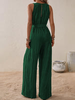 Honey Tied Surplice Sleeveless Wide Leg Jumpsuit S-XL