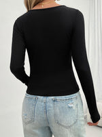 Lace Detail Scoop Neck Long Sleeve T-Shirt S-XL