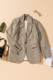 Plaid Lapel Collar Button Cuff Blazer S-2XL