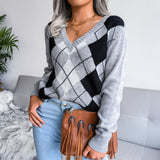 Geometric V-Neck Sweater S-L