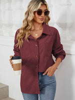 Button Up Dropped Shoulder Long Sleeve S-2XL