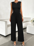 Devine Round Neck Sleeveless Wide Leg Jumpsuit S-XL