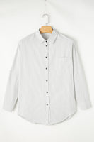 Pocketed Striped Collared Neck LS Button Down Shirt S-XL