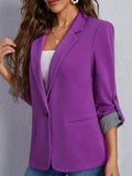 Lapel Collar Roll-Tab Sleeve Blazer S-L