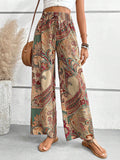 Womens Pants Paisley Printed Wide Leg Pants S-XL