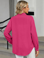 Collared Neck Long Sleeve Shirt S-2XL