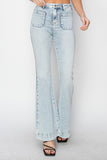 Risen Full Size High Rise Front Patch Pocket Flare Jeans XXS-3XL