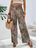 Womens Pants Paisley Printed Wide Leg Pants S-XL