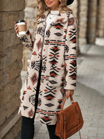 Geometric Pocketed Dropped Shoulder Coat S-XL