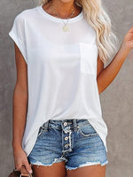 Full Size Round Neck Cap Sleeve T-Shirt S-3XL