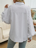 Devine Striped Collared Neck Long Sleeve Shirt S-XL