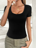 Scoop Neck Short Sleeve T-Shirt S-XL