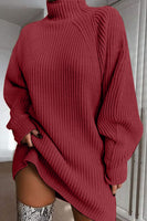 Mock Neck Dropped Shoulder Sweater Dress S-XL