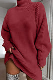 Mock Neck Dropped Shoulder Sweater Dress S-XL