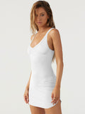 Scoop Neck Wide Strap Mini Dress XS-XL