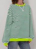 Striped Round Neck Long Sleeve T-Shirt S-XL