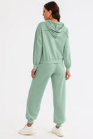 Cutout Drawstring Hoodie and Joggers Active Set S-2XL