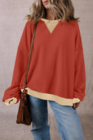 Contrast Round Neck Long Sleeve Sweatshirt S-XL