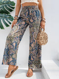 Womens Pants Paisley Printed Wide Leg Pants S-XL