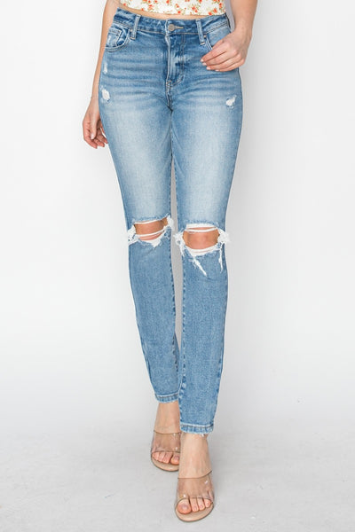 Risen Full Size High Rise Knee Distressed Skinny Jeans 0-3XL