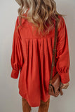 Pocketed Button Down Long Sleeve Shirt Dress S-XL