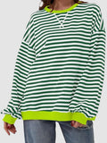 Striped Round Neck Long Sleeve T-Shirt S-XL