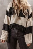 Color Block Round Neck Sweater S-XL