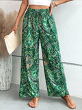 Womens Pants Paisley Printed Wide Leg Pants S-XL