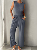 Devine Round Neck Sleeveless Wide Leg Jumpsuit S-XL