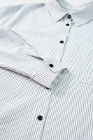 Pocketed Striped Collared Neck LS Button Down Shirt S-XL