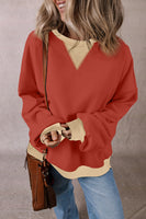 Contrast Round Neck Long Sleeve Sweatshirt S-XL