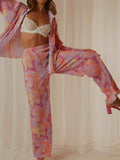 Collared Neck Long Sleeve Top and Pants Lounge Set S-L