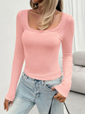 Lace Detail Scoop Neck Long Sleeve T-Shirt S-XL