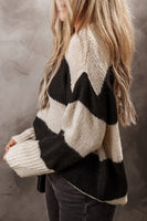 Color Block Round Neck Sweater S-XL