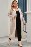 Size Collared Neck Buttoned Longline Coat 1XL-3XL