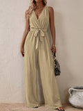 Honey Tied Surplice Sleeveless Wide Leg Jumpsuit S-XL