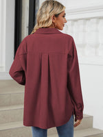 Button Up Dropped Shoulder Long Sleeve S-2XL