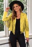 Fringe Trim Lapel Collar Cropped Blazer S-2XL