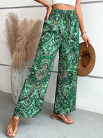 Womens Pants Paisley Printed Wide Leg Pants S-XL