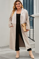 Size Collared Neck Buttoned Longline Coat 1XL-3XL