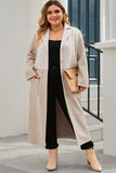 Size Collared Neck Buttoned Longline Coat 1XL-3XL