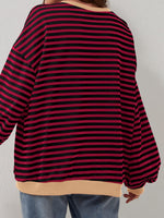 Striped Round Neck Long Sleeve T-Shirt S-XL